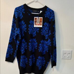 MINKPINK Women's Floral Black and Blue Sweater